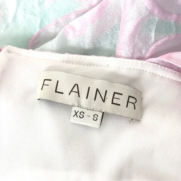 WOLF & BADGER Floral Embossed Tulle Sleeveless Bow Strap Babydoll‎ Puff Dress XS - Picture 10 of 14